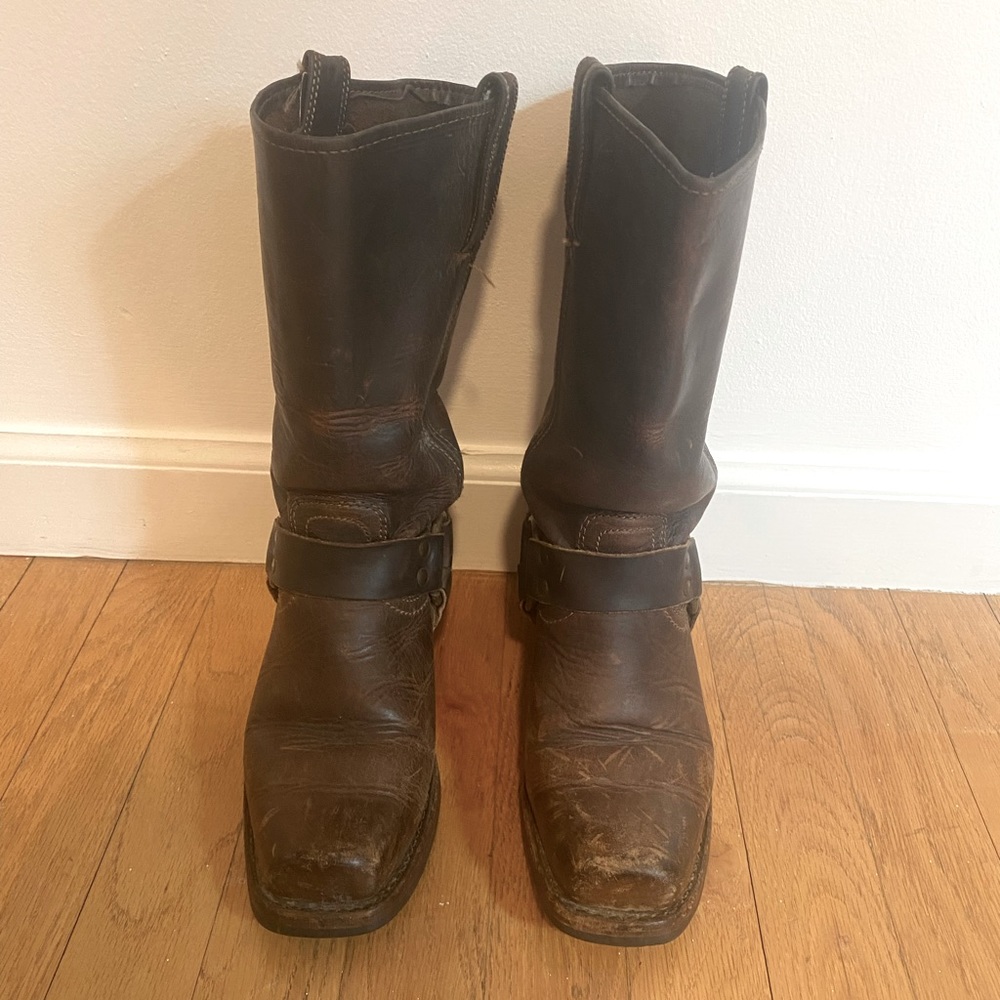 Frye Tall Leather Harness Biker Boots